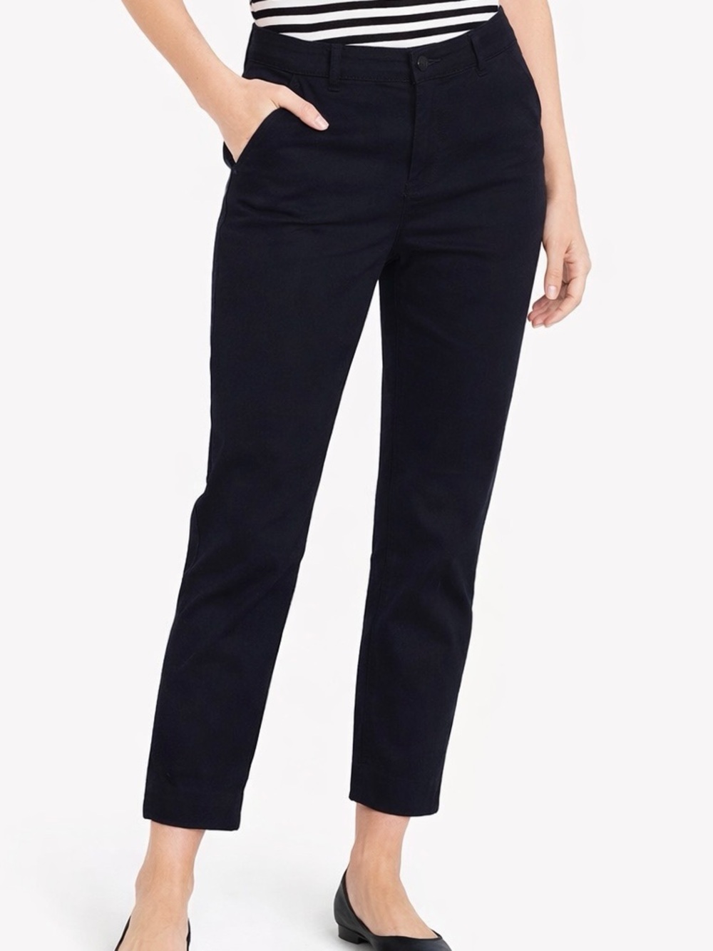 J Crew Pants Womens 4 Black Chino Mid Rise Ankle Straight Classic Comfort